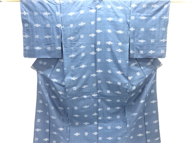 大正ロマン　花模様織り出し手織り紬単衣着物